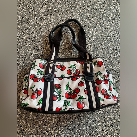 EUC Isabelle Fiore Checkered Cherry Leather Shoulder Bag - Picture 2 of 9